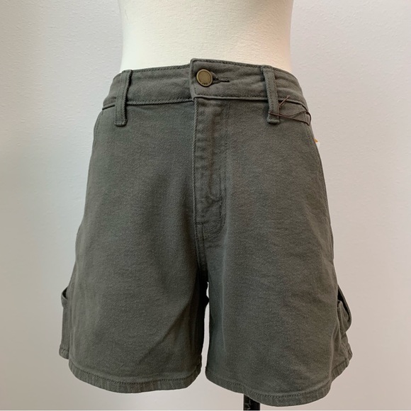 High Rise Utility Shorts - Dark Olive - Picture 10 of 13